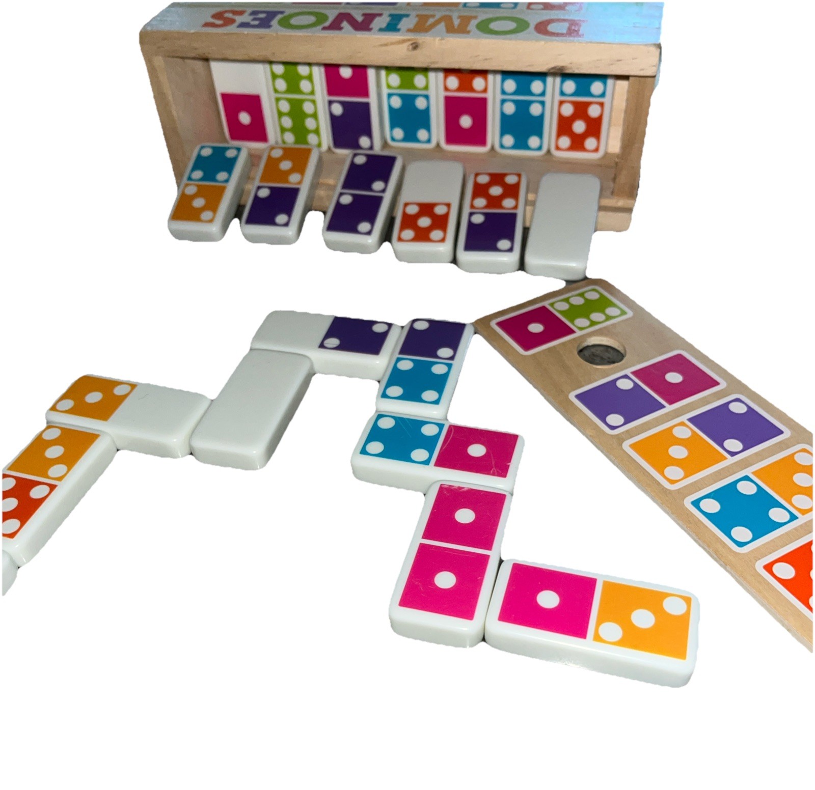 Melissa & Doug Colorful Dominoes Family Game Numbers Theme Wooden Box Ages 4+ B6