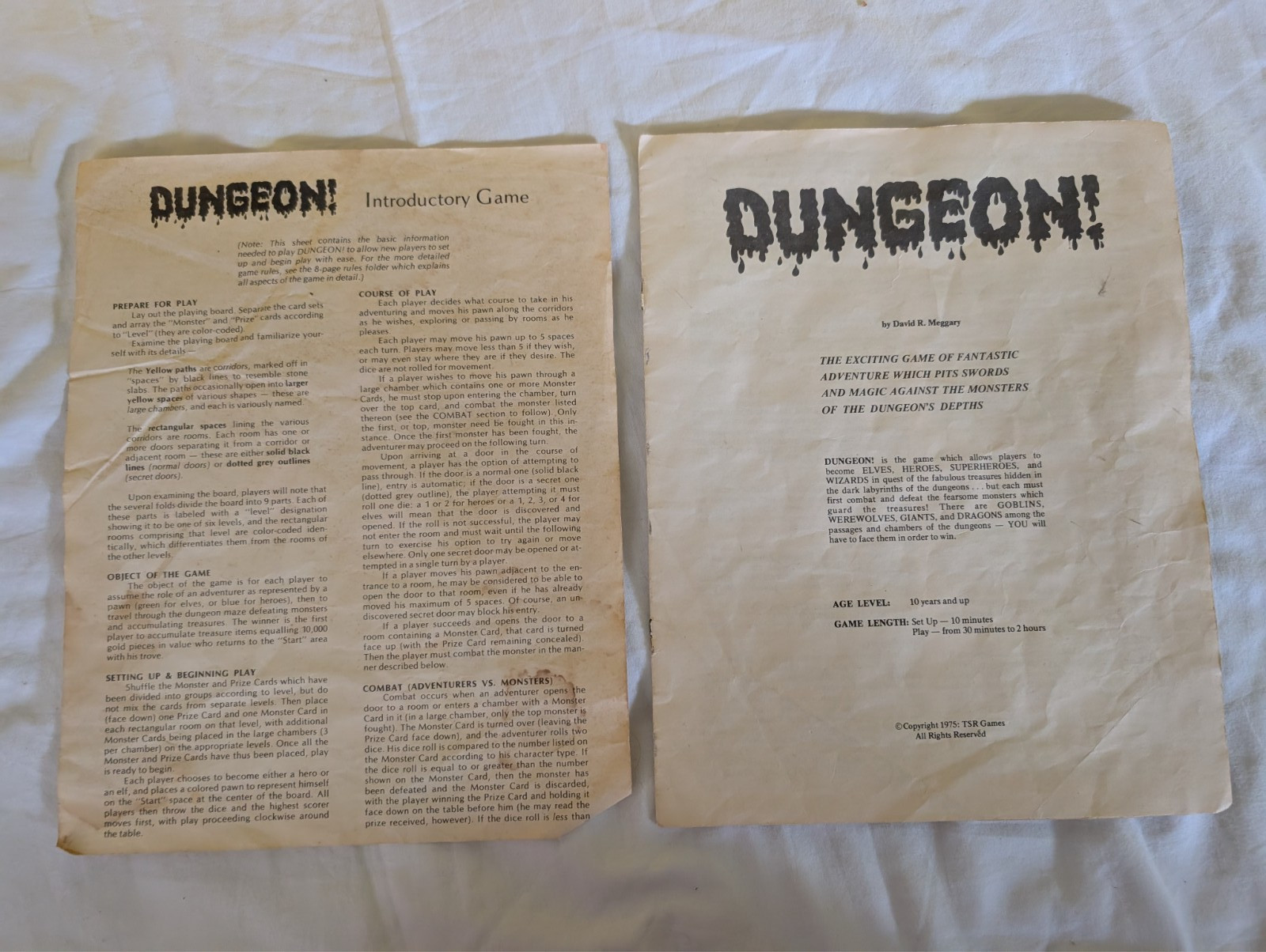 TSR Dungeon Board Game 1975 1002
