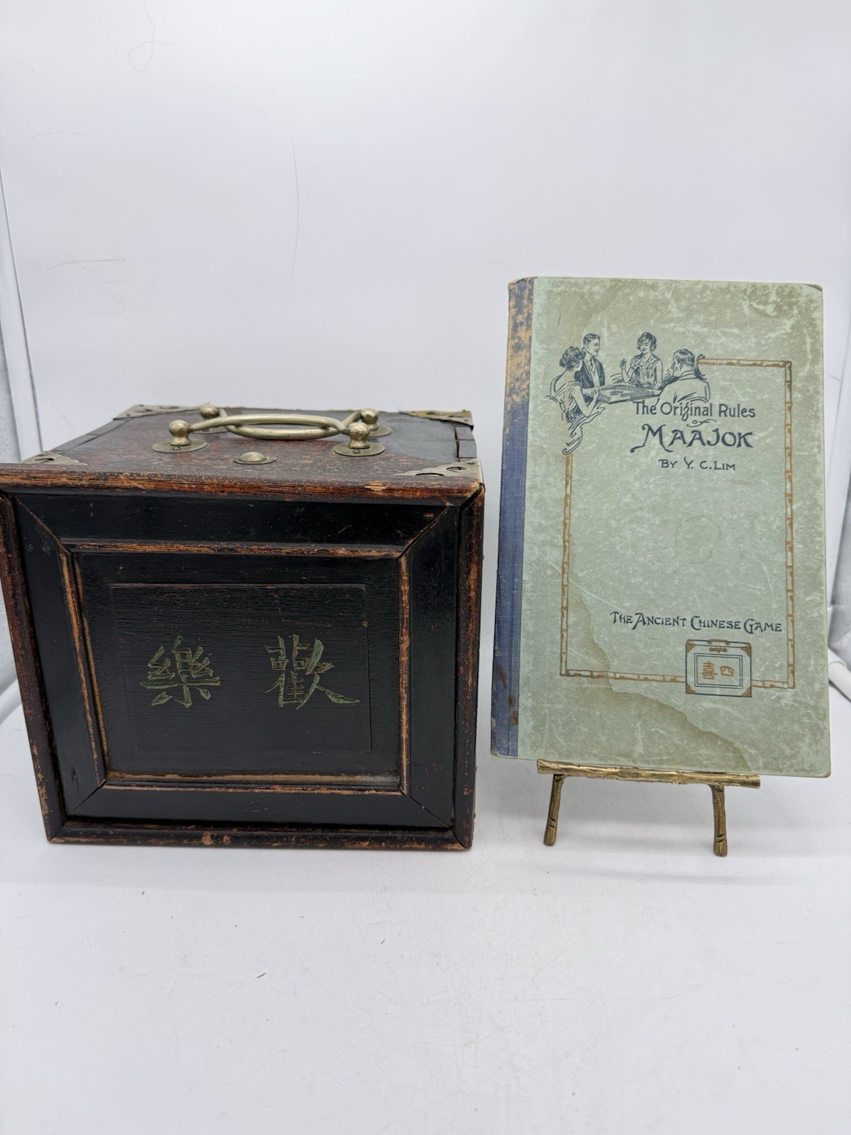 Antique Maajok/Mahjong Set With Original 1923 Book By Y.C. Kim