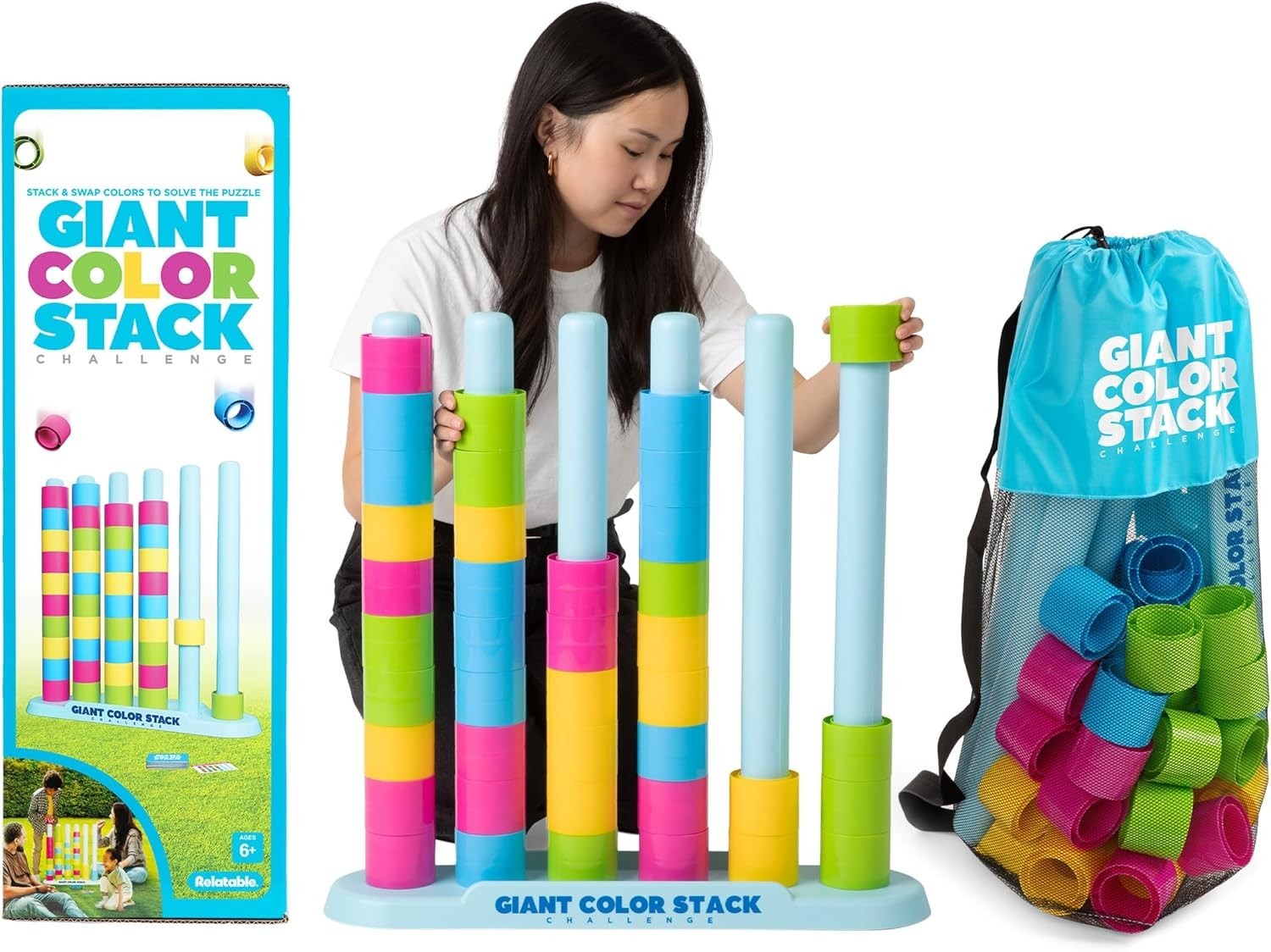 Giant Color Stack Challenge by Relatable – Strategy Stacking Game with 50 Puzzle
