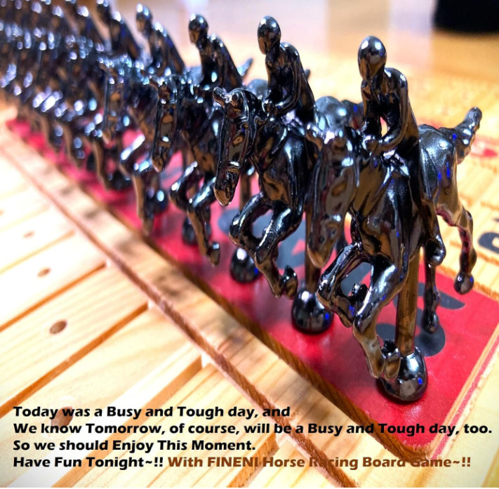 Horse Racing Board Game with Luxurious Durable Metal Horses, 11 Pieces, Black