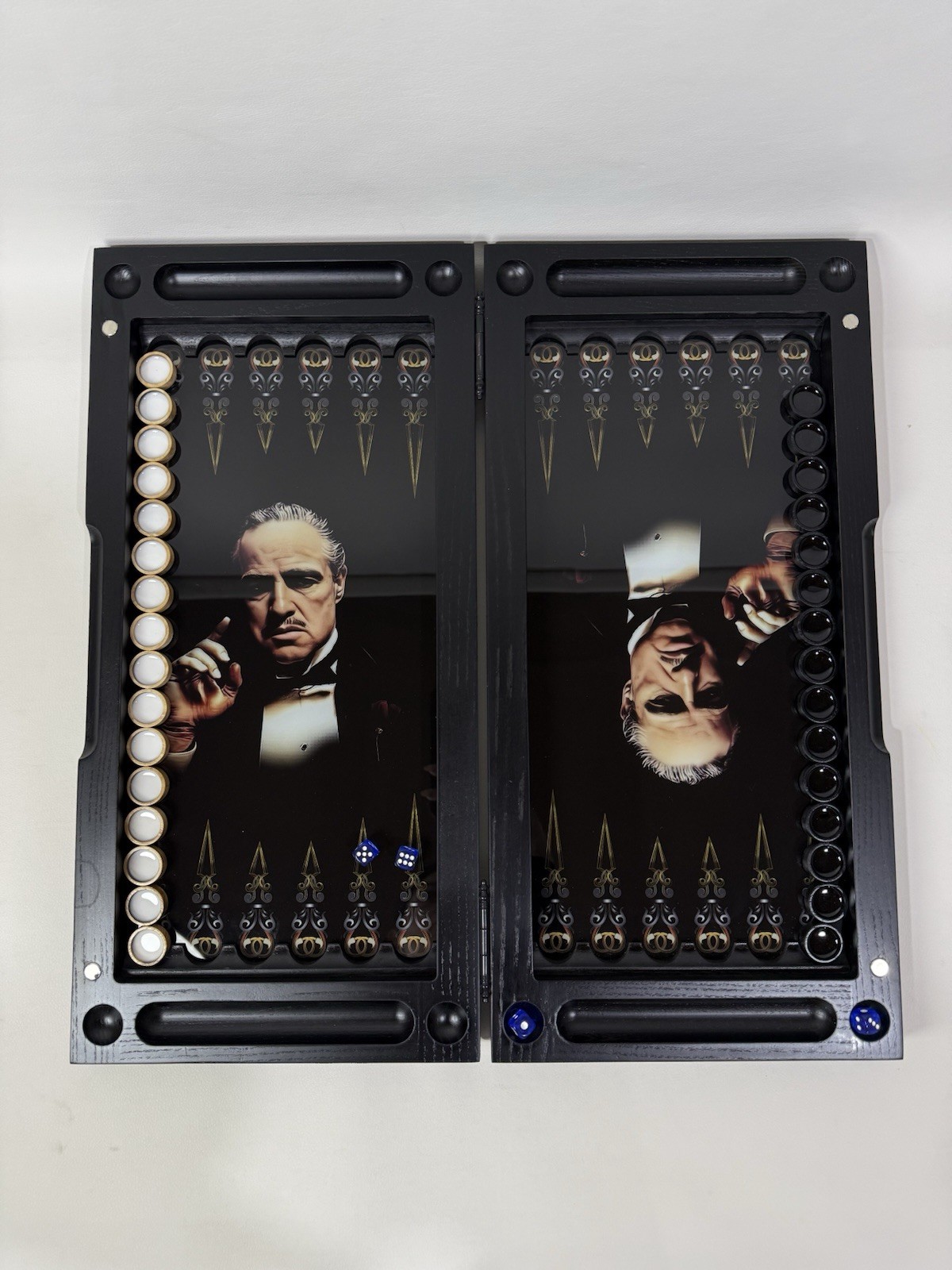 The Godfather Backgammon Board – Handmade Ash Wood & Glass Set, Luxury Gift