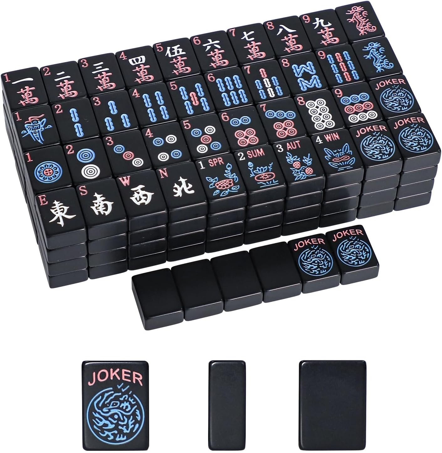 American Mahjong Tiles (1.2”,Tiles Only), 166 Mahjong Tile Set With Black Color