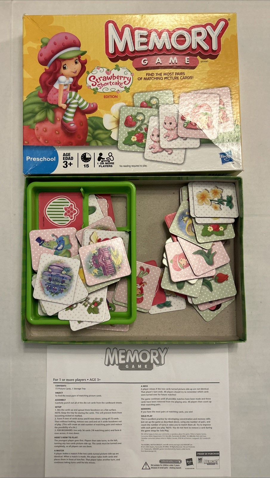 Strawberry Shortcake Edition Memory Matching Game – 2009 Hasbro Complete