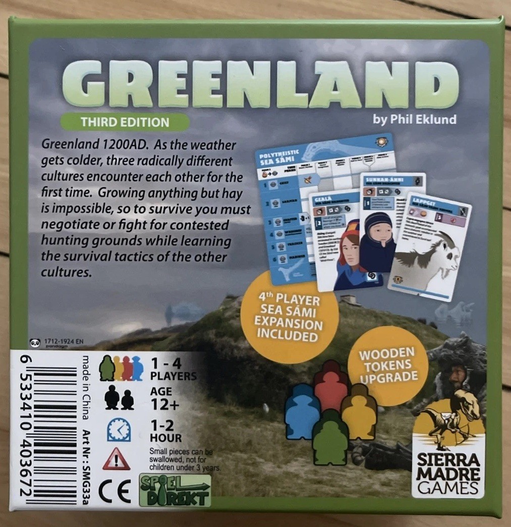 Greenland A Survival Game For 1-4 Players. 3rd Edition. Used.Ages12+;Players1-4