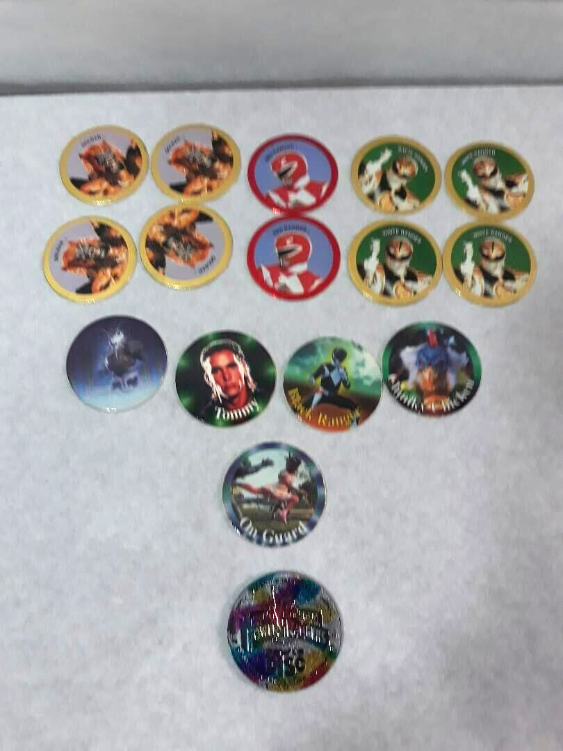 Vtg 1994 Lot of 15 Power Rangers Pogs w/ 1 Plastic Slammer ~ Ships FREE