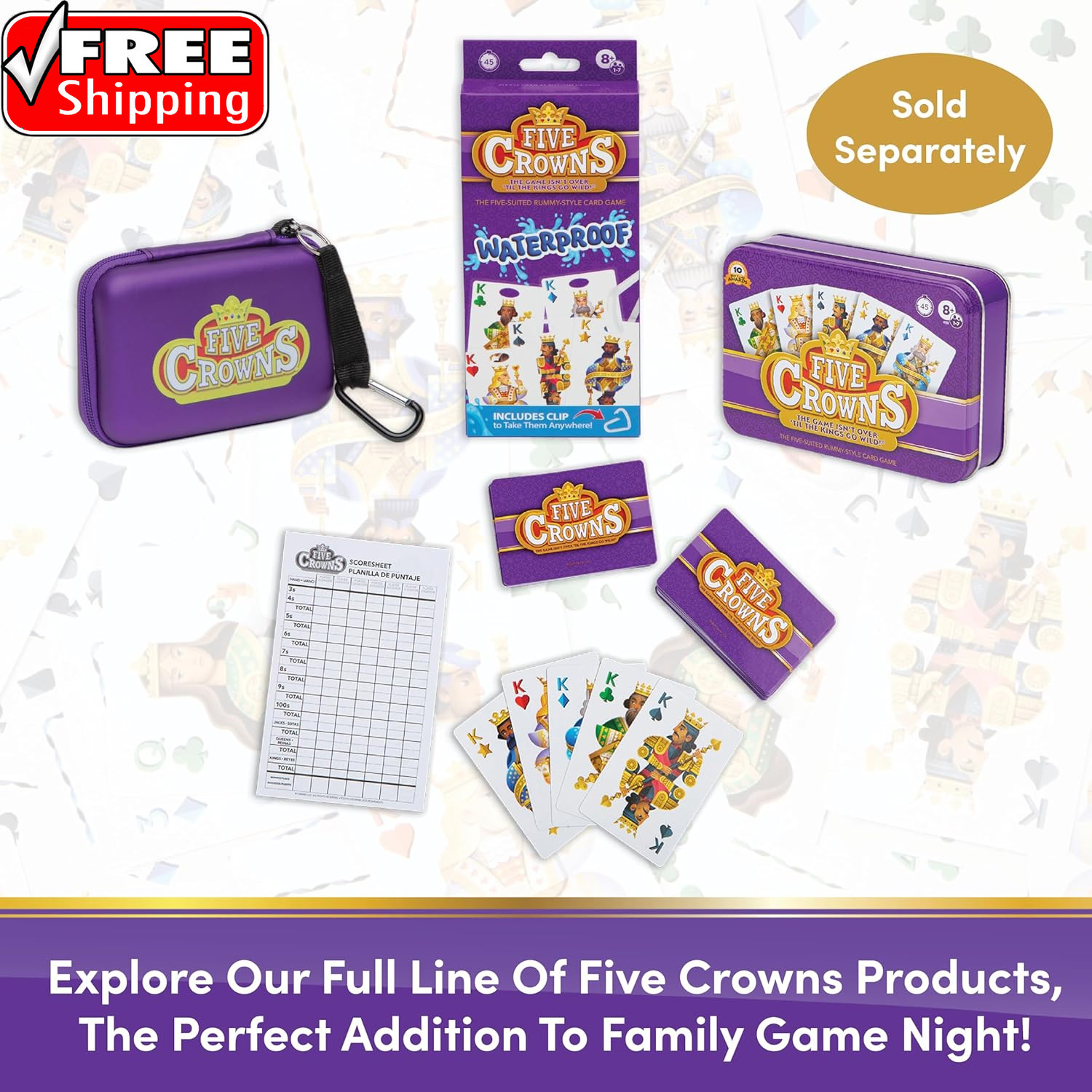 Five Crowns Collectible Tin – Card Game for Kids and Adults, Family Game Night,