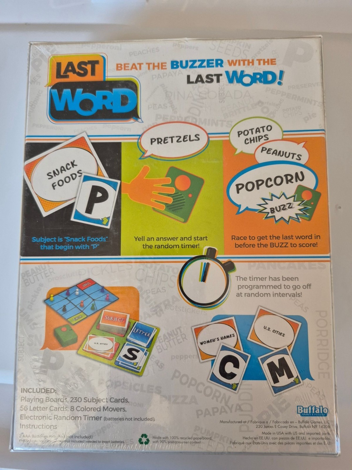Condition New Buffalow Last Word party Game 14years+fastpaced buzzer board game