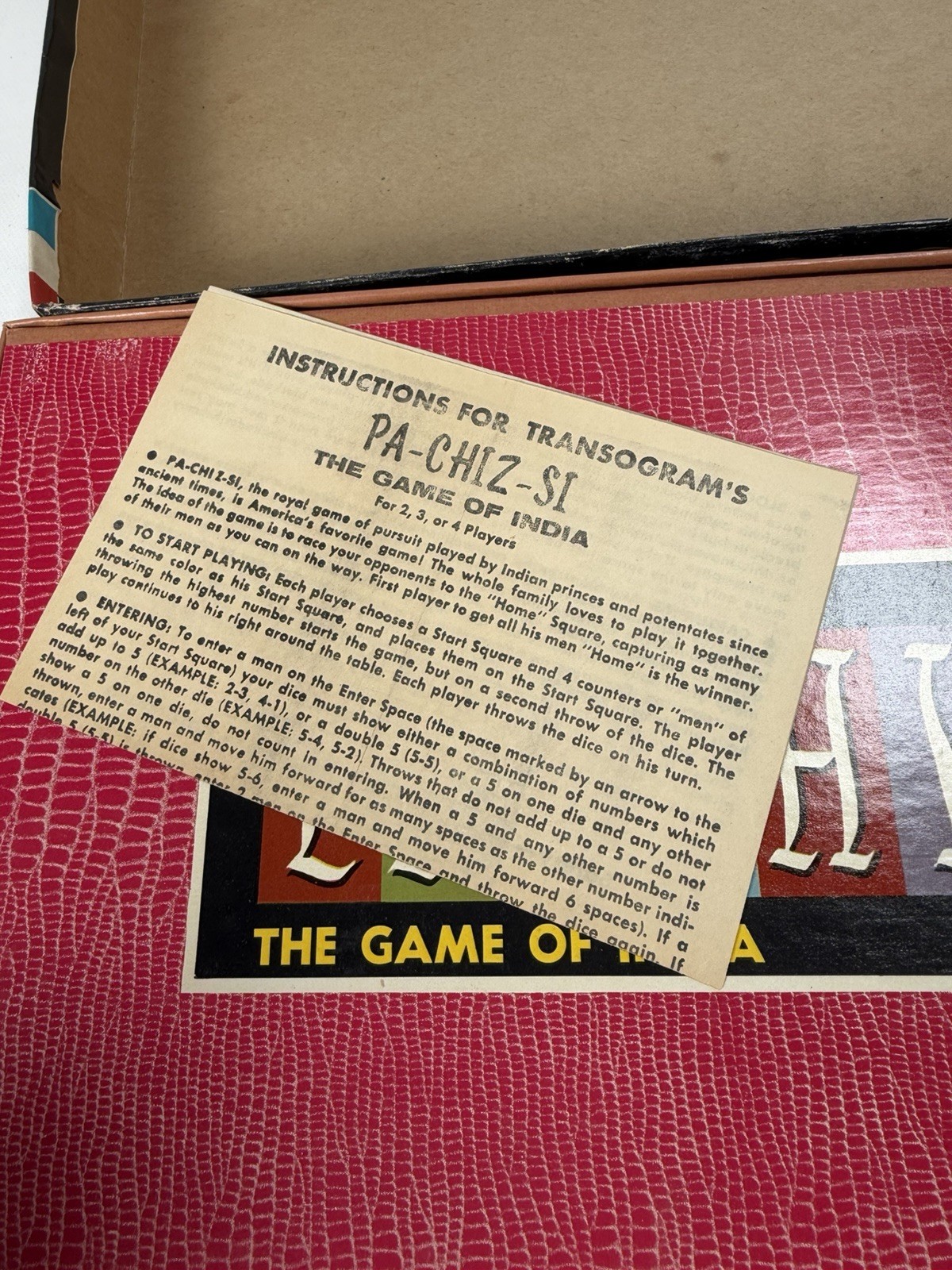 PACHISI Board Game Tiger Cover Classic Game of India Vtg PARCHEESI Complete