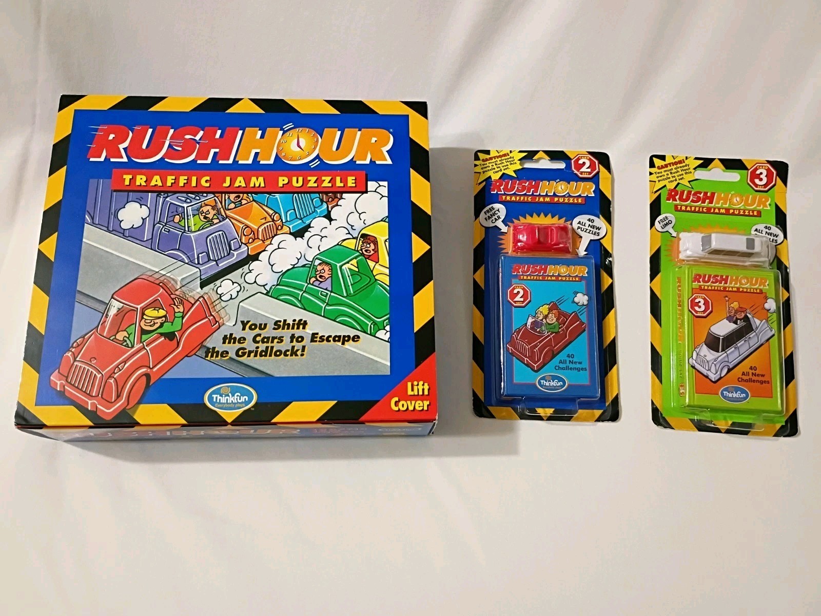Complete Vintage 2003 ThinkFun Rush Hour Traffic Jam Puzzle with Two Expansions