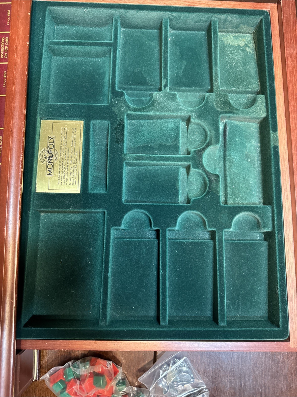 Monopoly Collector’s Edition Franklin Mint Wood Game Board w/ Standard Pieces
