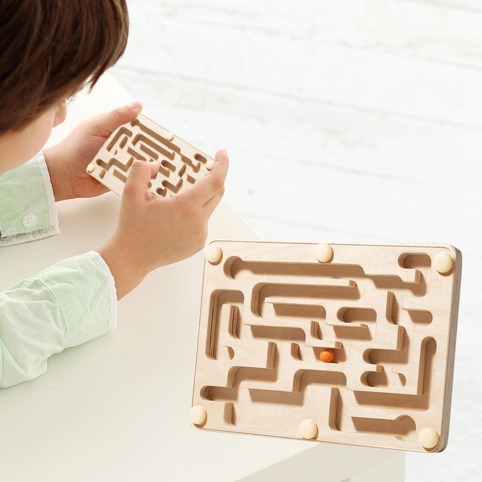 Wooden Labyrinth Board Marble Maze Traditional Game Education Preschool Rolling