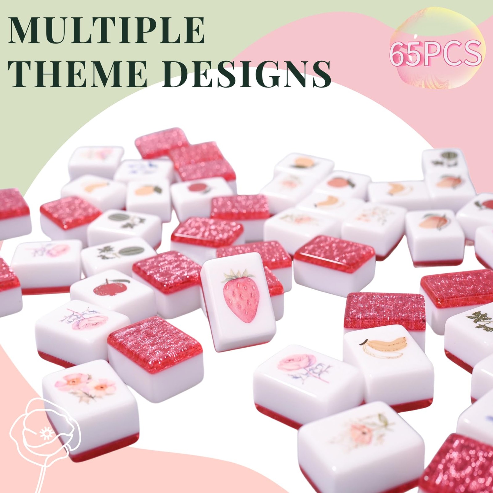 Gueiddi Mahjong Block Set 65 Pcs Vita Mahjong Set Handbag Portable Travel