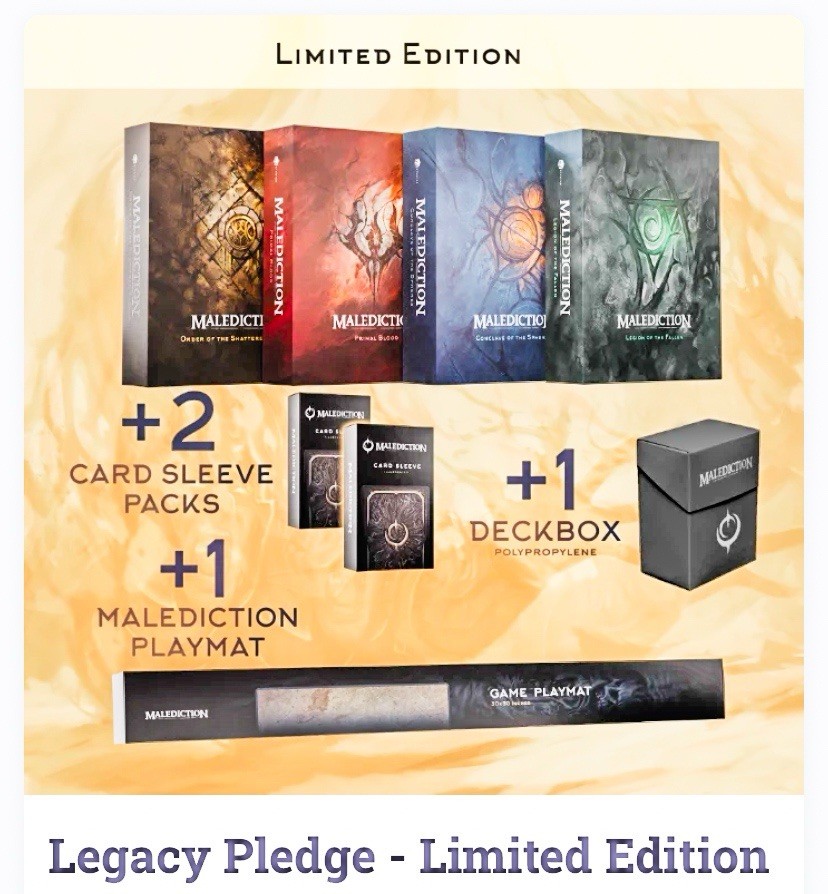 Gamefound Malediction Legacy Pledge Plus 200 Additional Sleeves & Metal Coin New