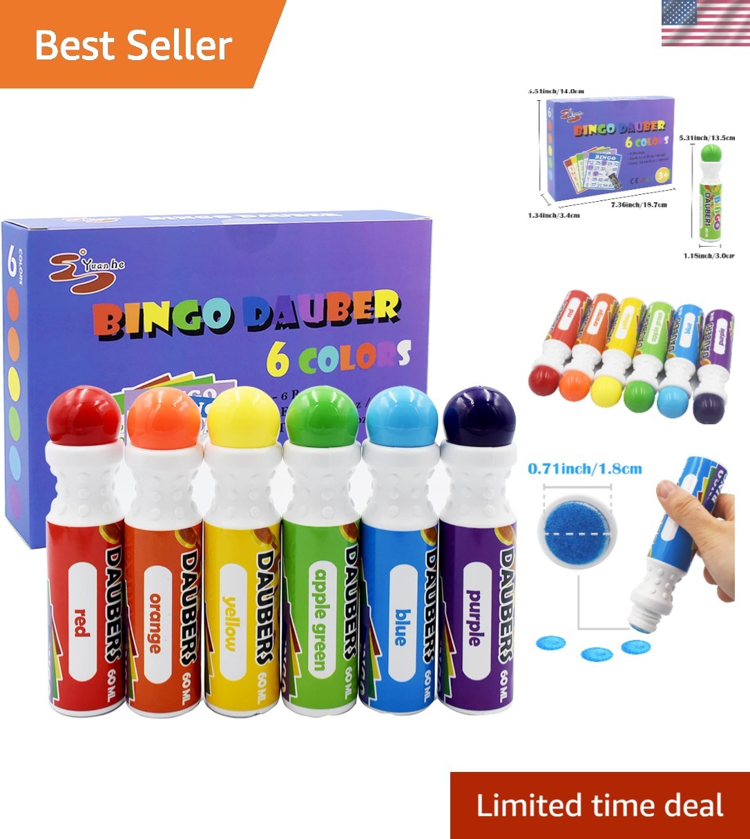 Mixed Colors Bingo Daubers Set for Kids – Non-Toxic Creative Art Markers