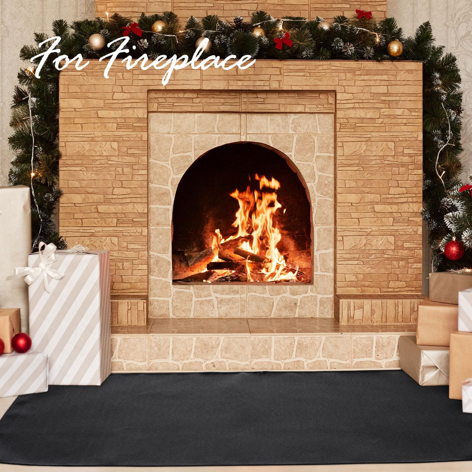 Fireplace Rugs Fire Resistant – 28 X 48 X 0.04 Inch 2’4″ x 4′ (Square), Black