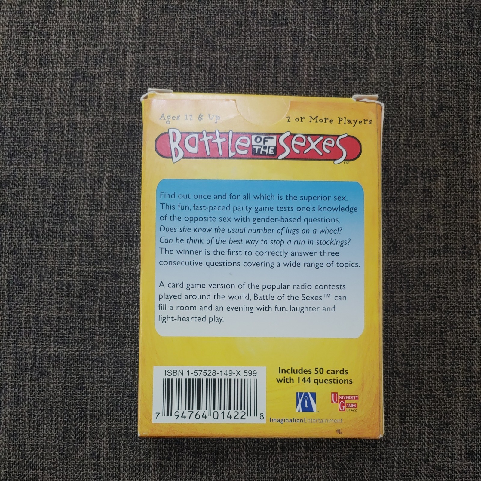 Battle Of The Sexes Card Game Ages 12 & Up 2+ Players 50 Cards University Games