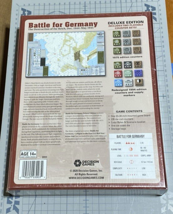 Decision Games Wargame Battle for Germany (Deluxe Ed) Box SW (New)