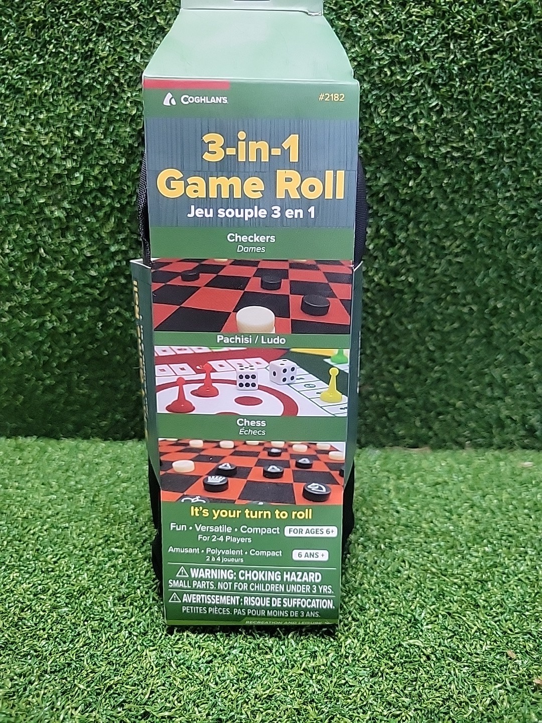 Coghlan’s 3-in-1 Game Roll Kit – Checkers, Pachisi/Ludo, Chess