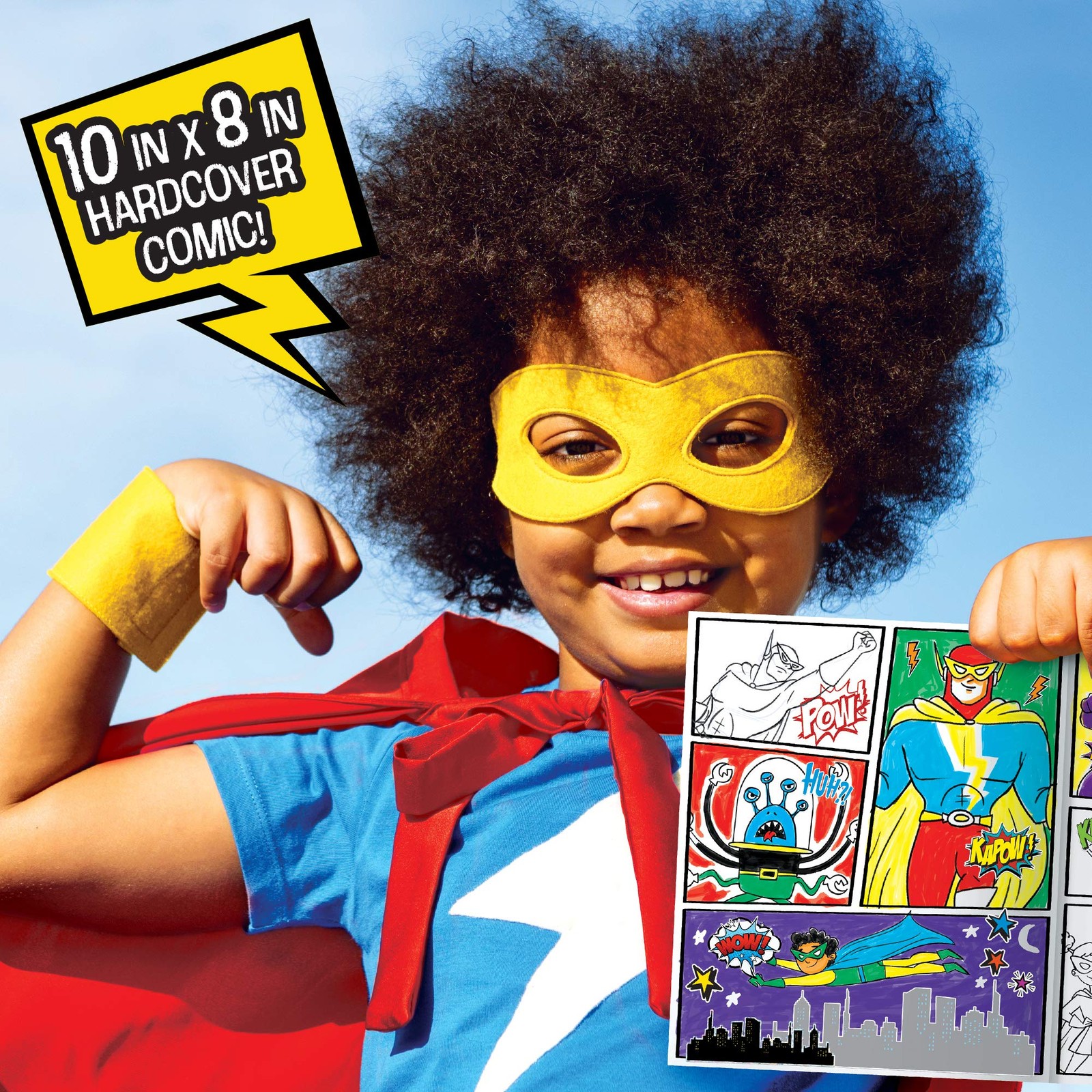 Comic Book Kit Kids 15 Page Hardcover Drawing Guide Stickers Markers Make How-to