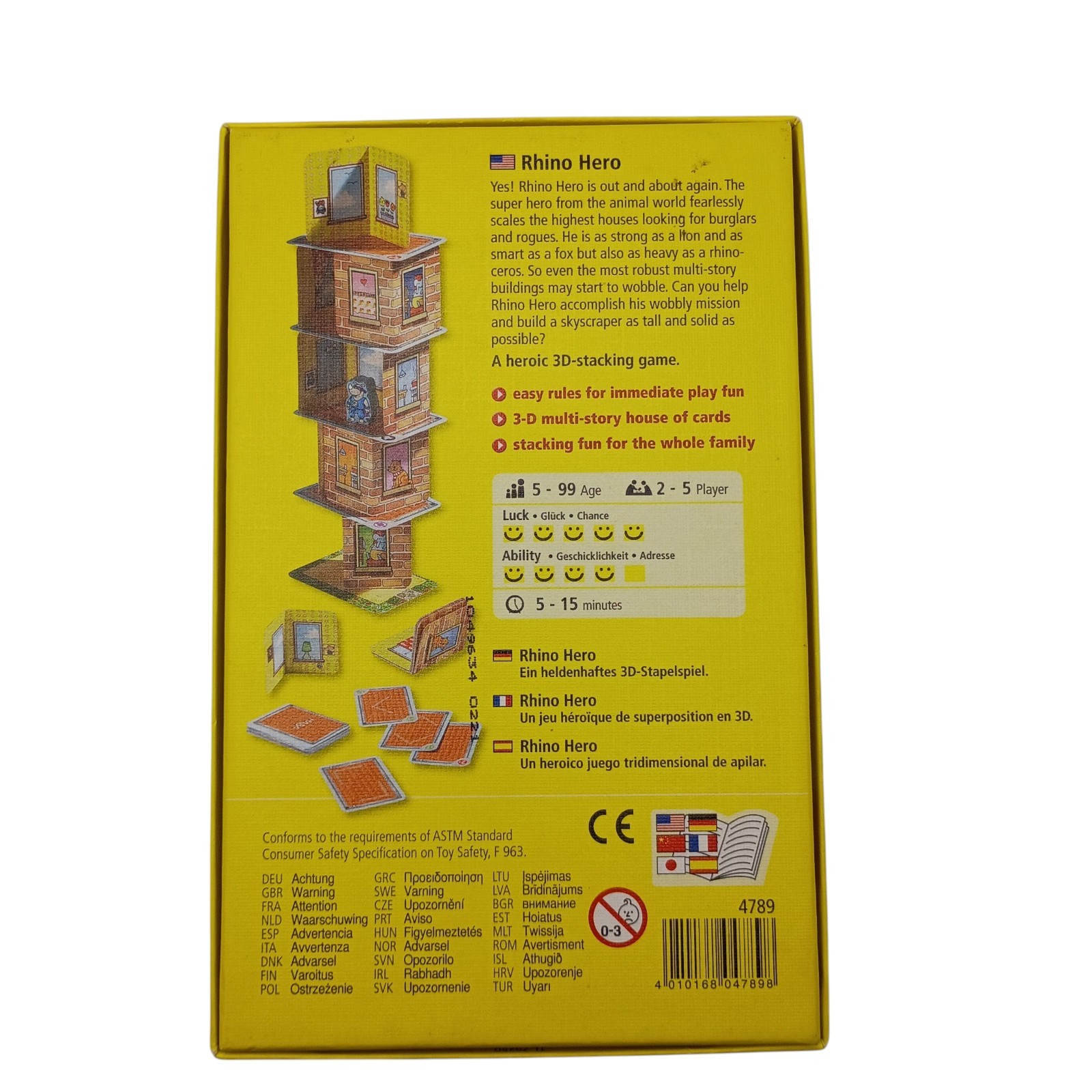 HABA Rhino Hero A Heroic Stacking Card Game for Ages 5 and Up 3-D 2-5 Players