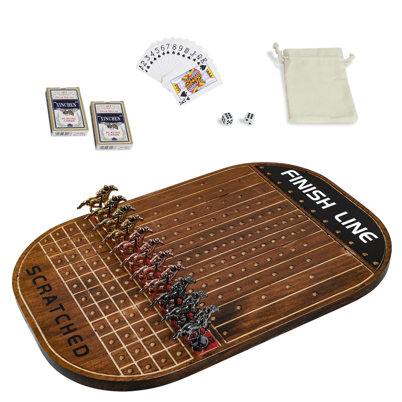 Jyquorp Horse Race Board Game Racing Game Thickened Solid Wood with 11 Luxuri…