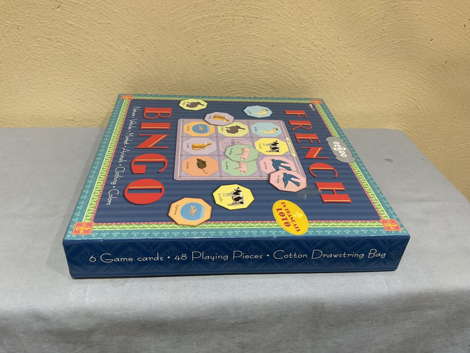 VTG. 2007 EEBOO FRENCH BINGO LOTTO EDUCATIONAL GAME, 3 YEARS PLUS, HOMESCHOOL