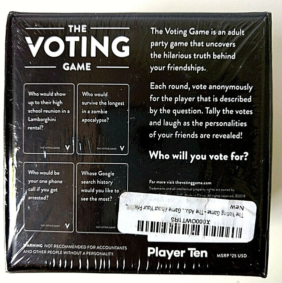 The Voting Adult Party Game Find out Who Your Friends are, Players 5-10, New