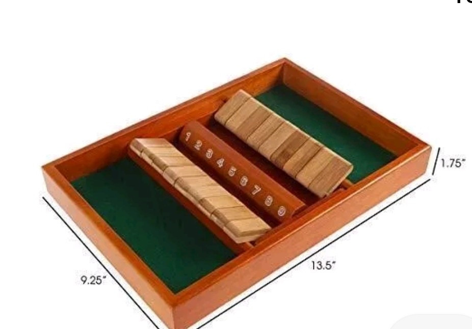 Shut The Box Game-Classic 9 Number Wooden Set with Dice Included-Old Fashioned