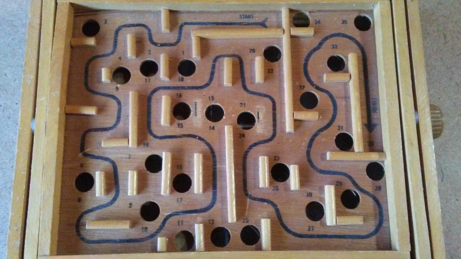 Wooden Labyrinth Marble Vintage Puzzle Game – No Marble