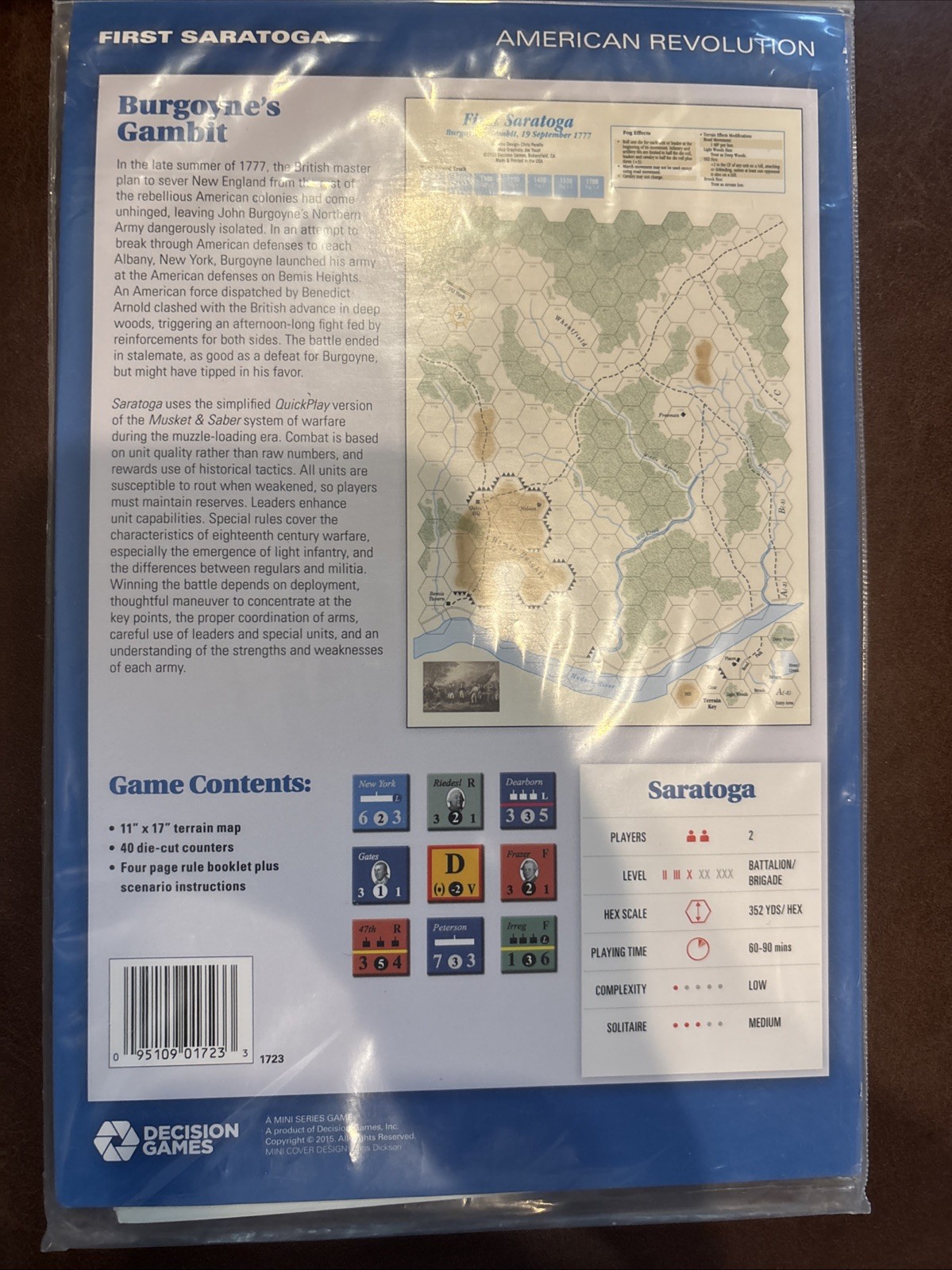 Decision Games Mini Wargame First Saratoga Burgoyne’s Gambit 1777 New Unpunched