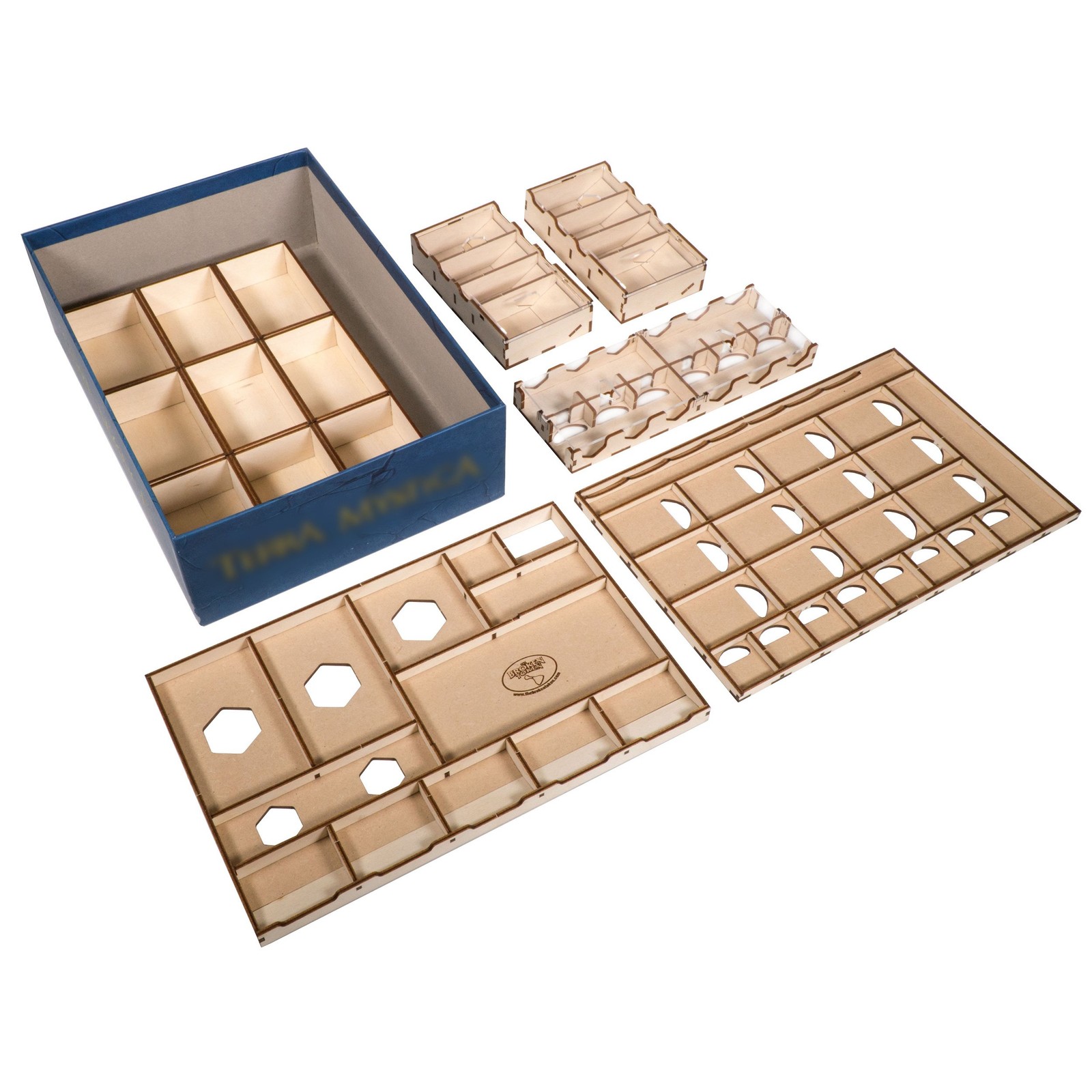Terra Mystica Game Organizer – Wood Storage Box with Multiple Trays