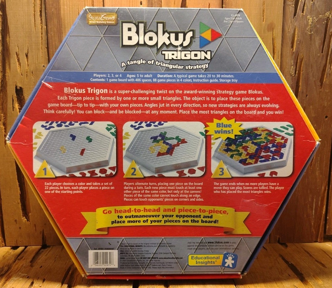 Blokus Trigon Board Game 2006 Educational Insights Brain Building Game
