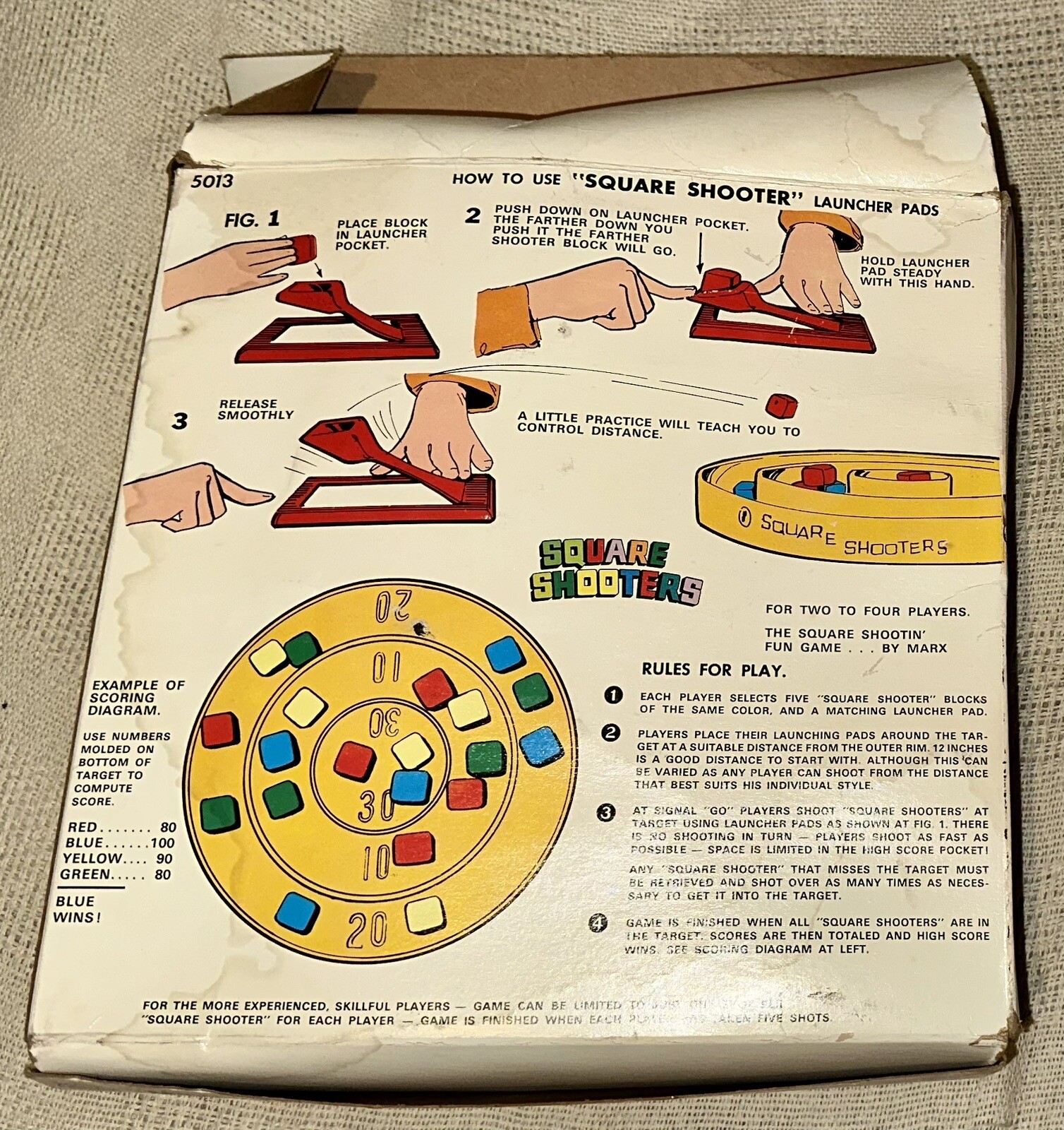 Vintage Square Shooters Action Game #5013 Complete in Box Marx Toys 1971 Rare