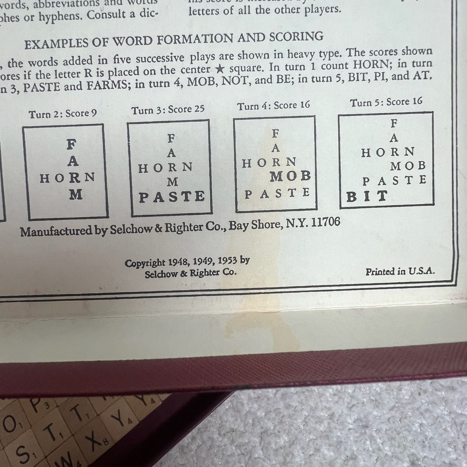 VTG 1953 Scrabble Crossword Game Regular Edition Maroon Box Red Board ALL TILES