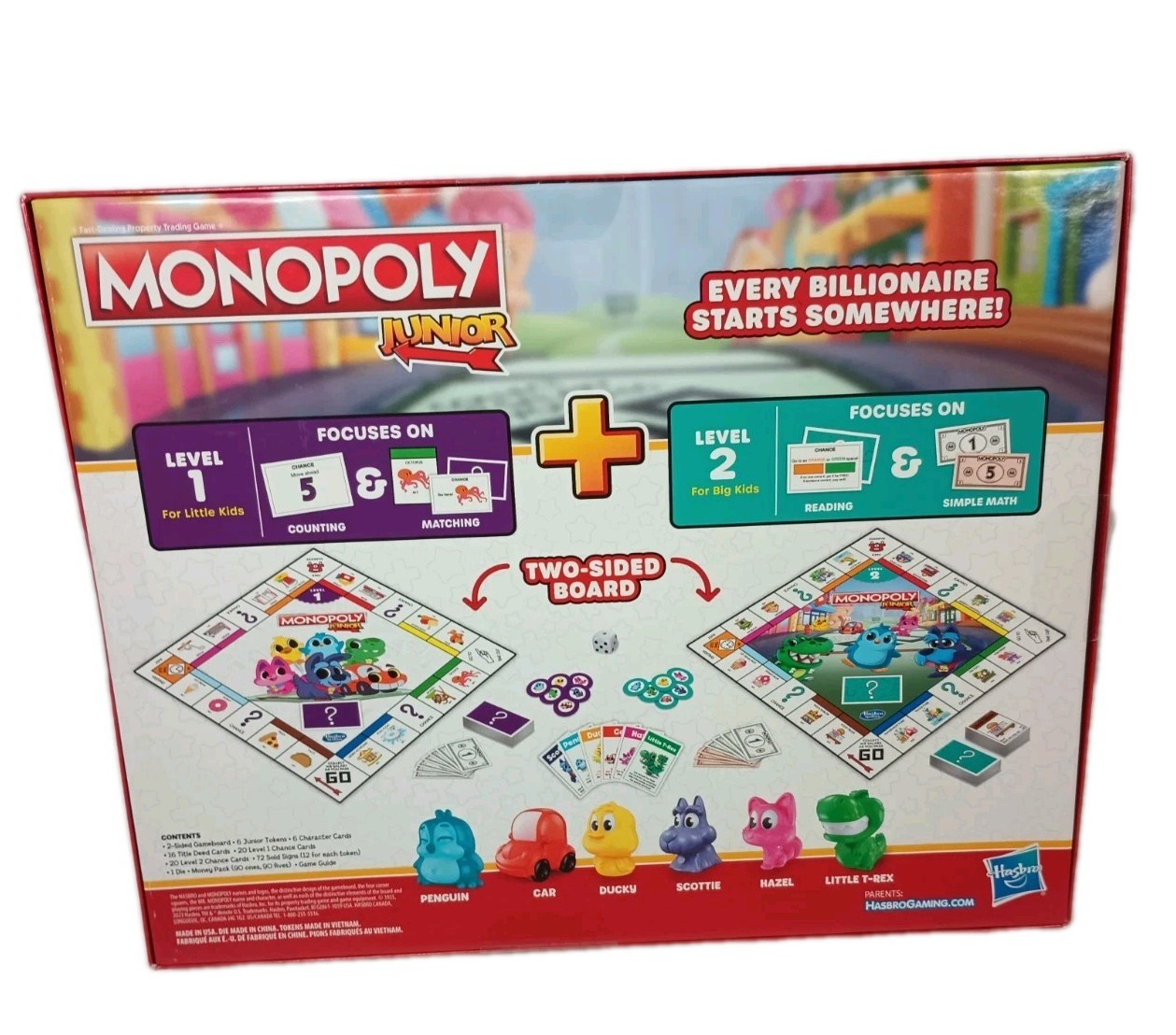 Monopoly Junior Board Game, 2-Sided Gameboard, 2 Games in 1, Monopoly By Hasbro