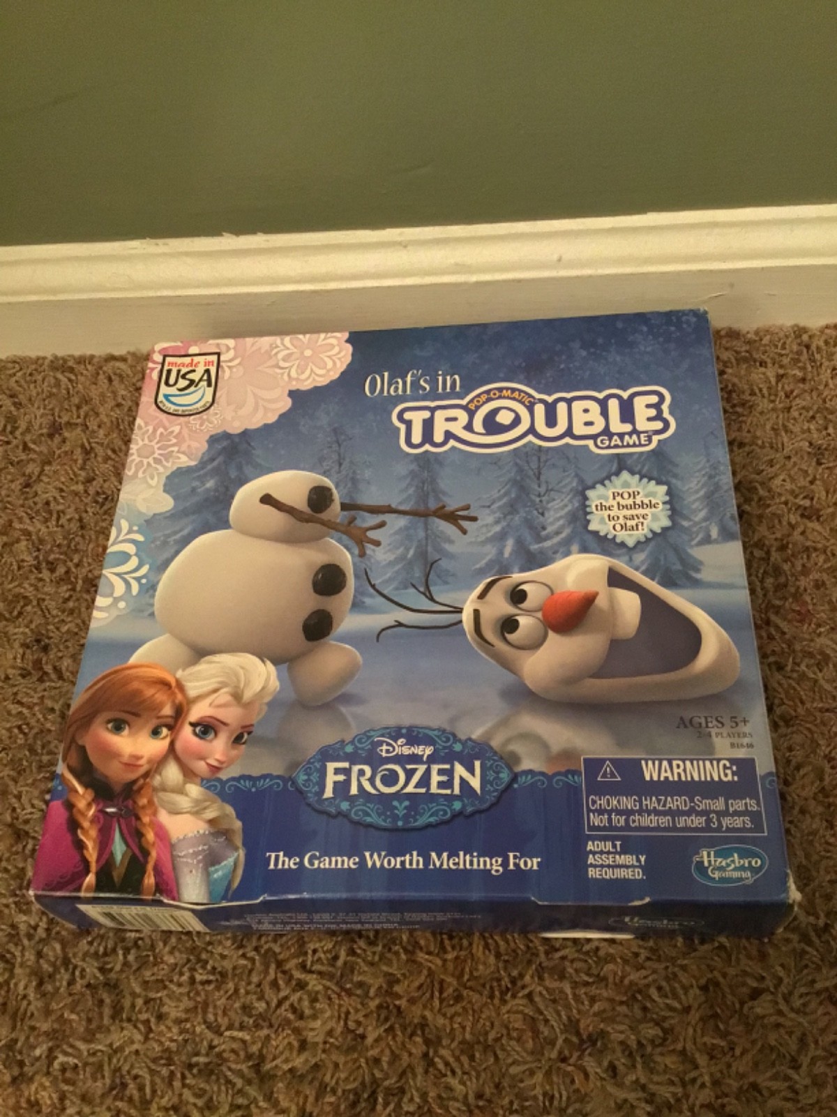 Hasbro Disney Frozen Olaf’s In Trouble Pop-O-Matic Board Game Complete