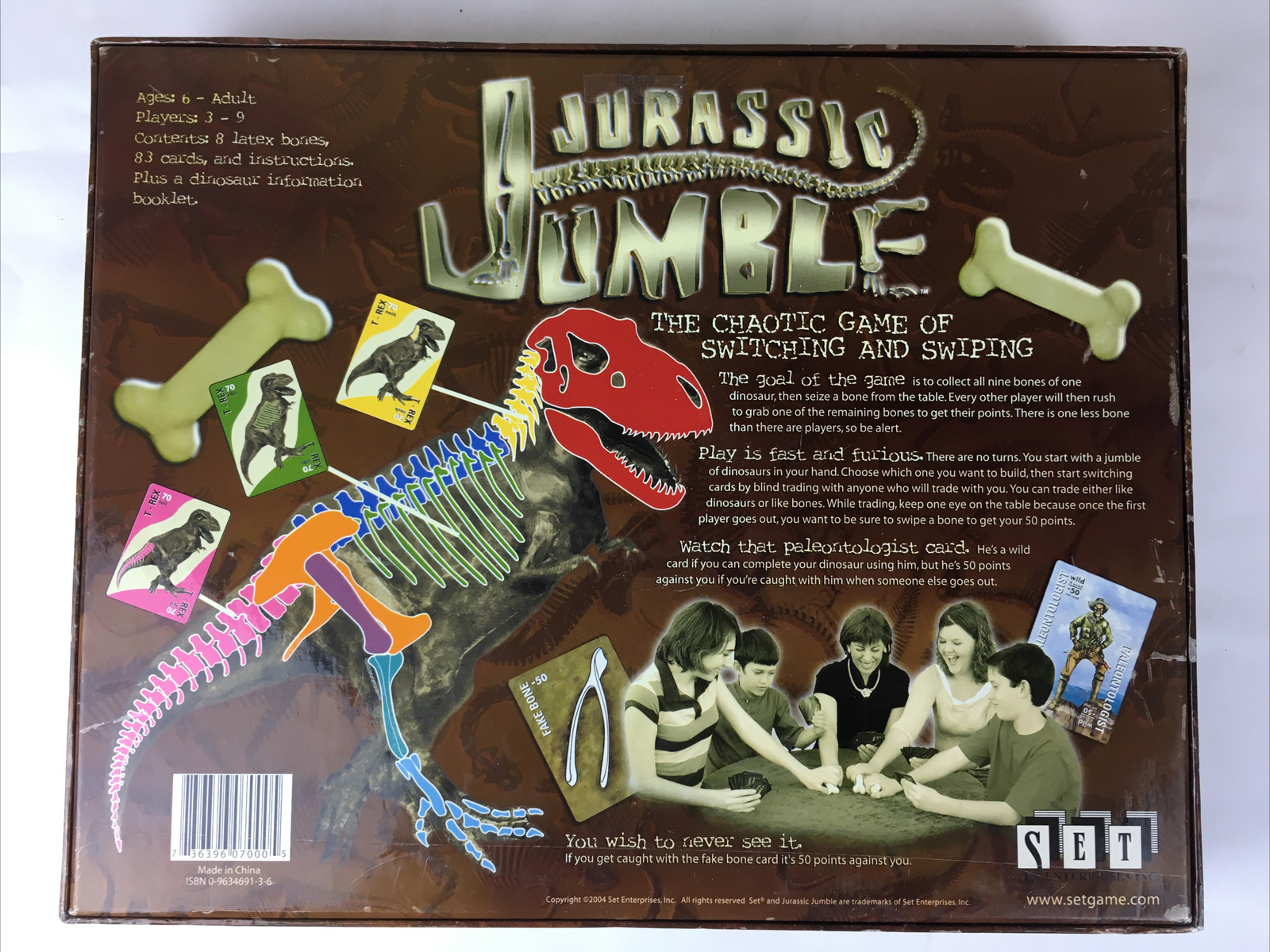 Jurassic Jumble Game Seize The Dinosaur Bone Set Age 6+ 3-9 Players Cards-Sealed