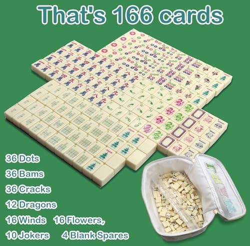 Mini American Mahjong Tile Set Include 166 0.8 Inch Mahjong Tiles 4 Dice 4 Racks