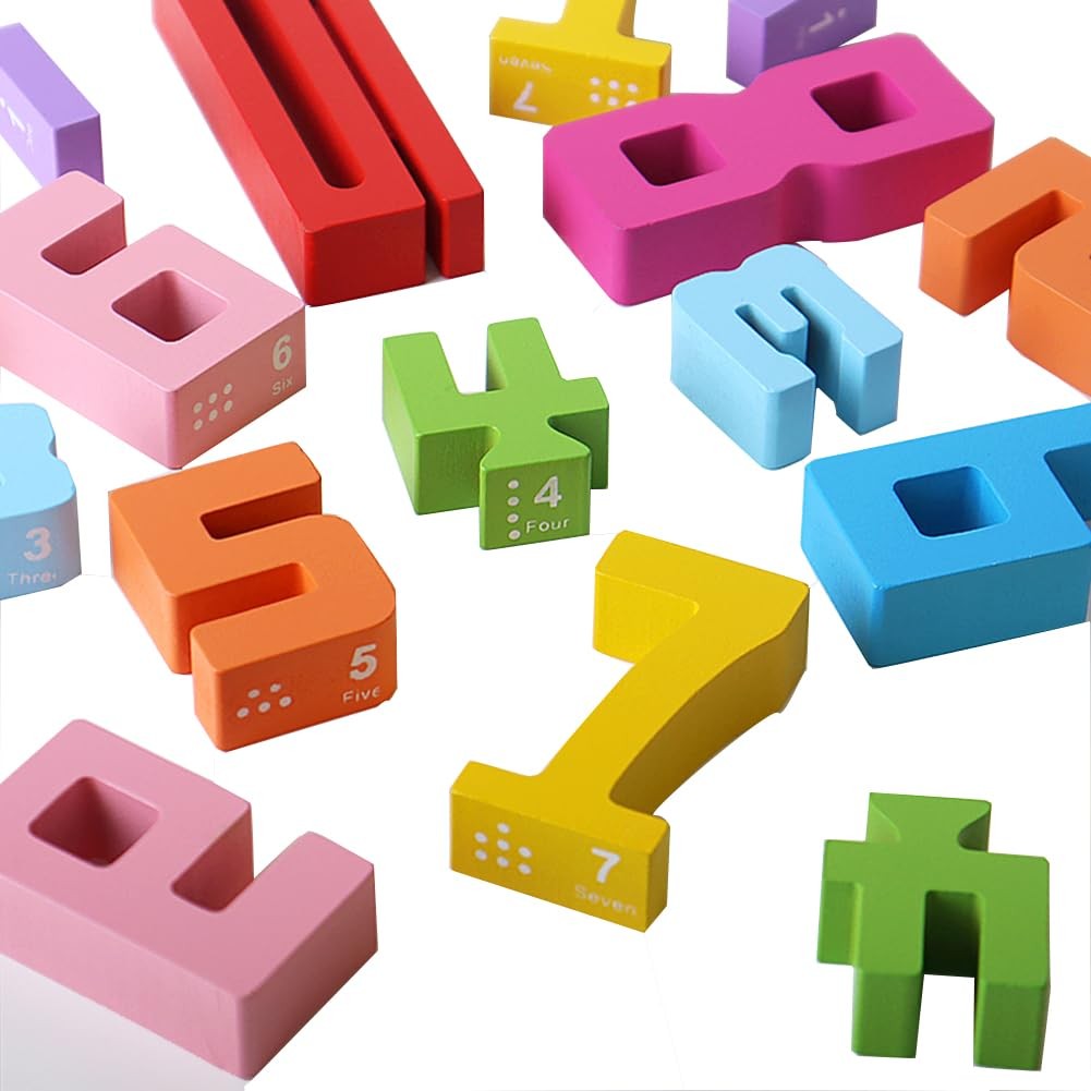 Wooden Stacking Building Blocks for 3+ Years Old Kids 1-10 Number Game Balanc…