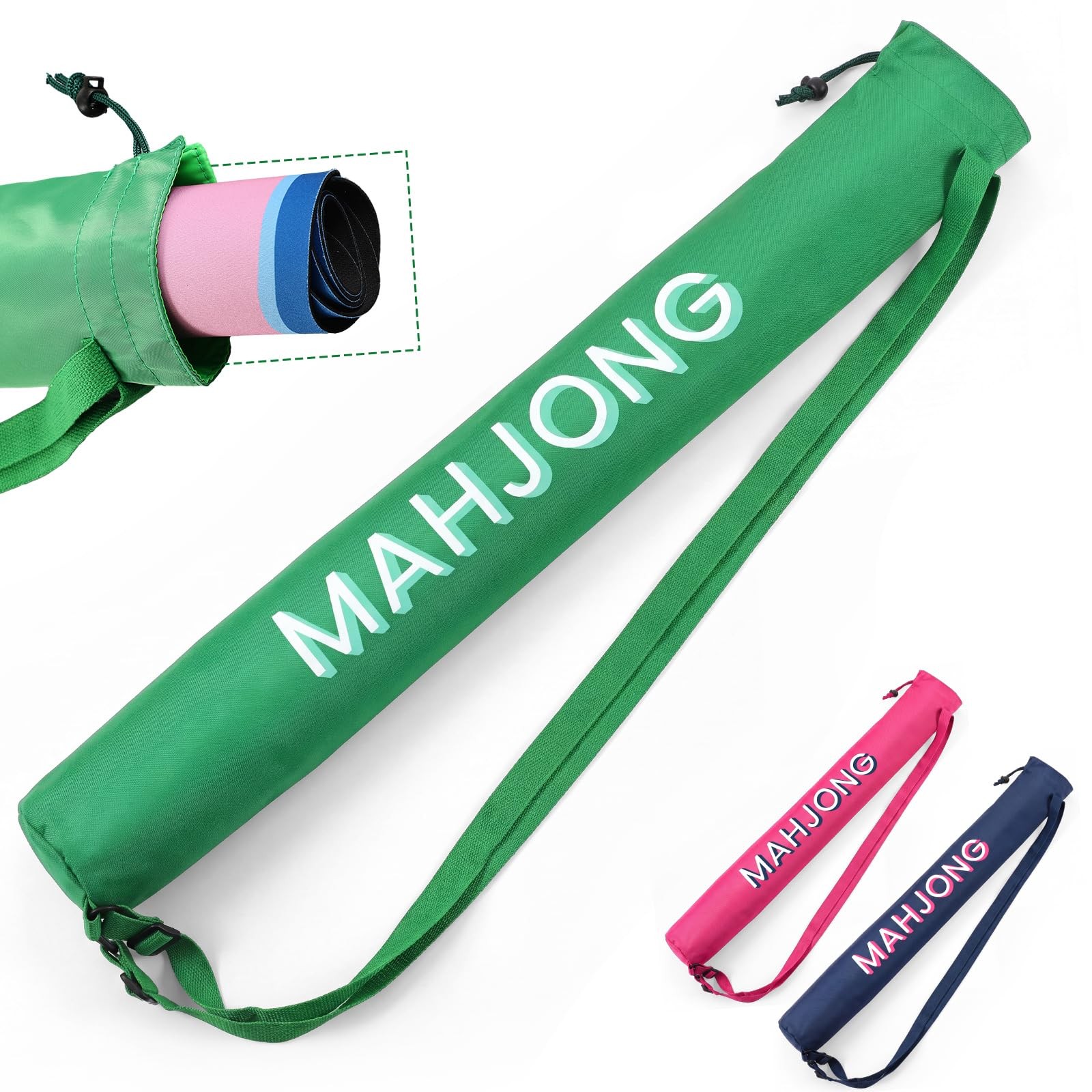 Sunnymove 35 Inch Long Mahjong Mat Bag Cute Double Strapped Polyester Drawstr…