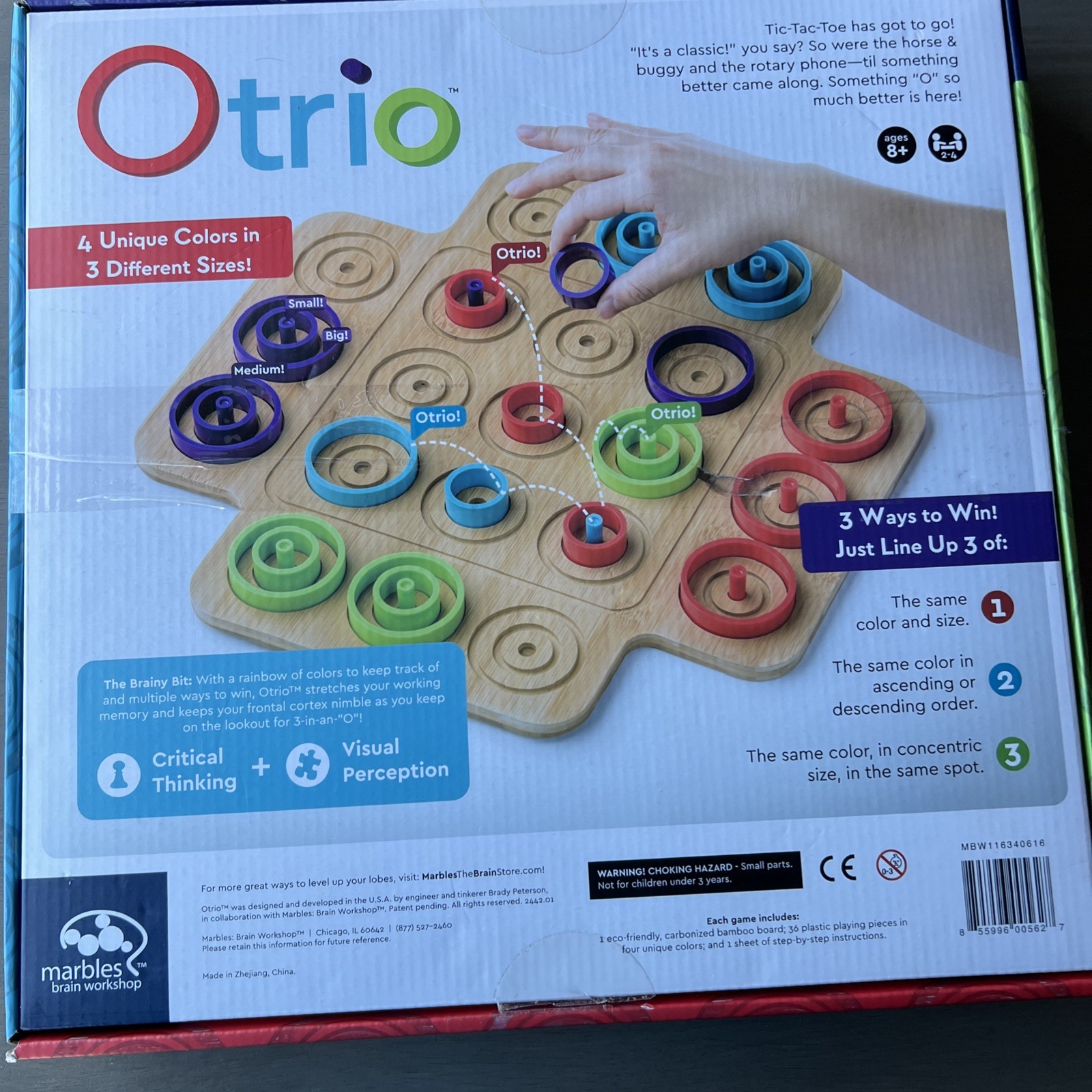 OTRIO Strategy Based Board Game by Marbles Brain Workshop Wooden COMPLETE