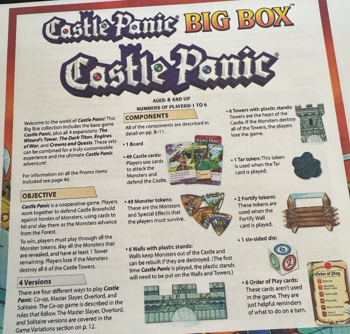 Castle Panic Board Game Fireside Games First Edition 2017 – Great Condition
