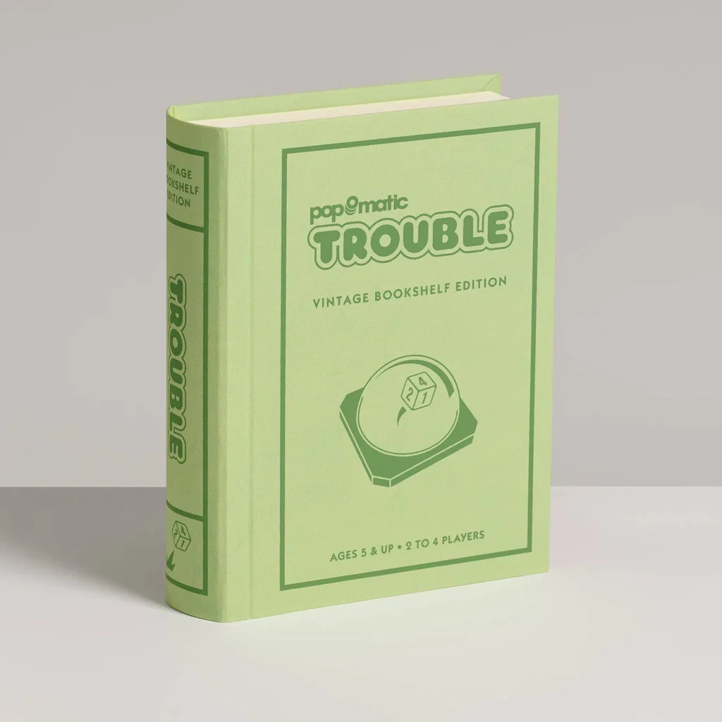 Classic Trouble Game in Book-Style Fabric Storage Box – Deluxe Edition – New