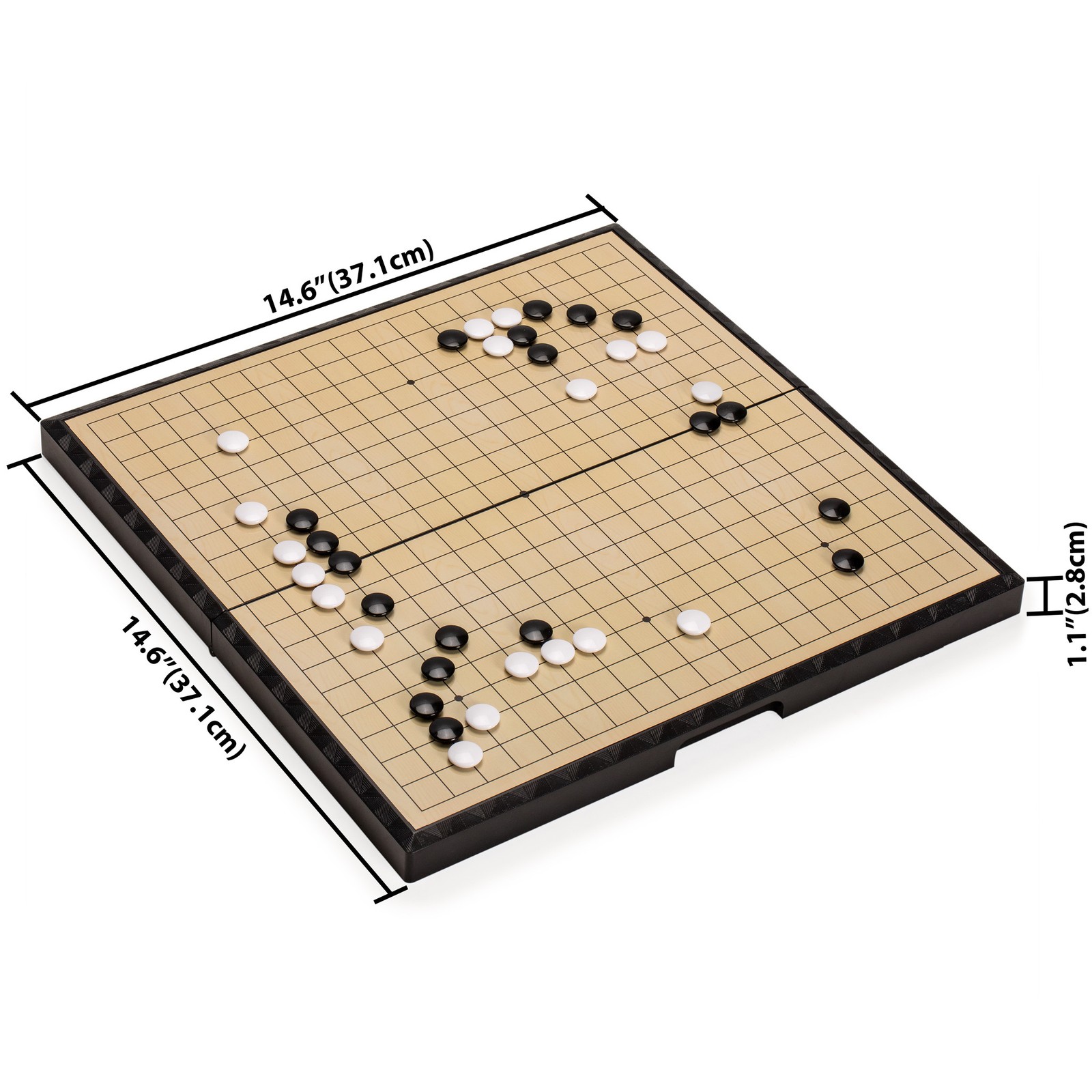 Large Magnetic 19×19 Go Game Set Board (14.6-Inch) with Single Convex Stones