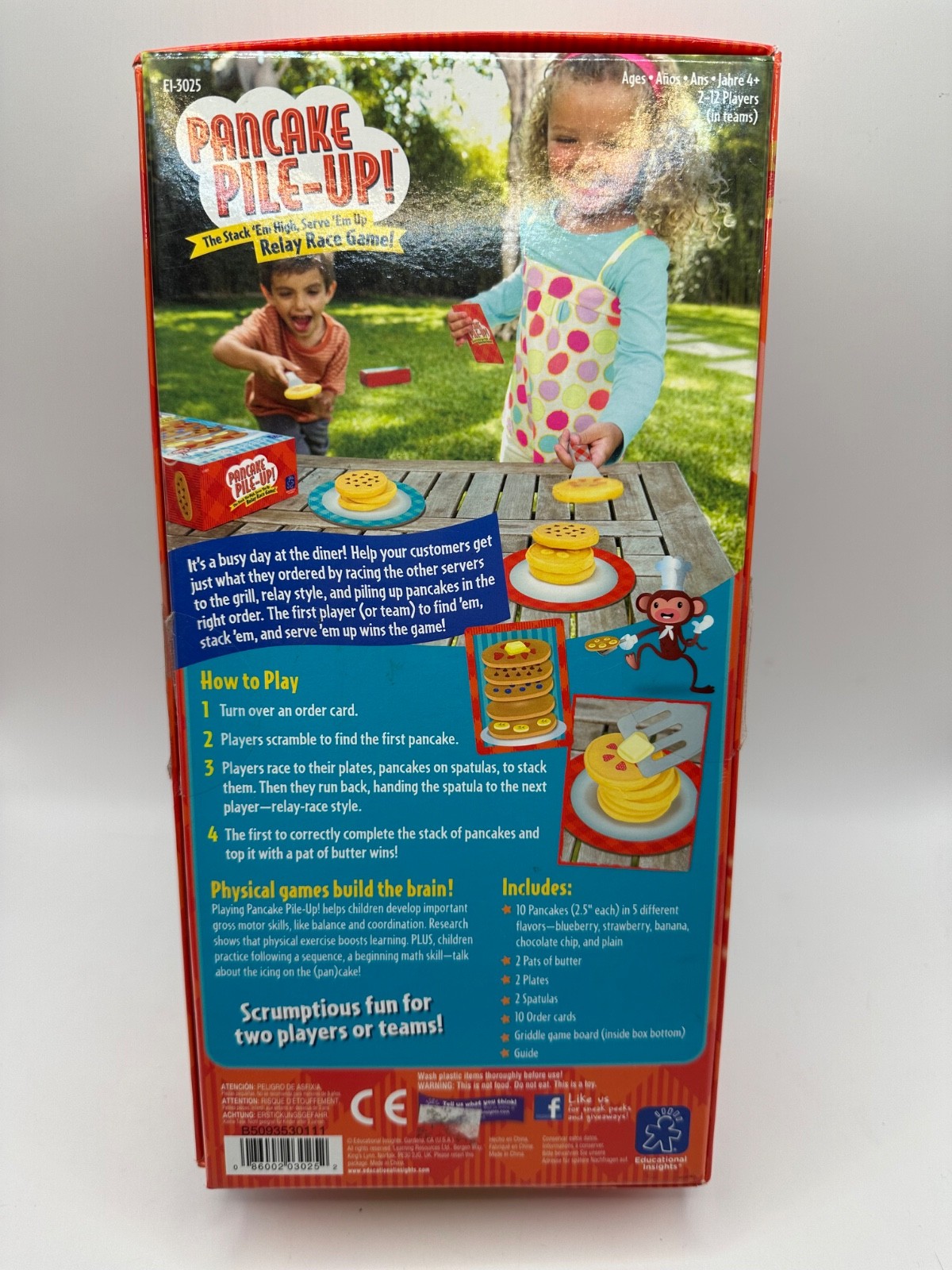 Educational Insights Pancake Pile-Up Relay Race Game COMPLETE Ages 4+ 2-12 Plyrs