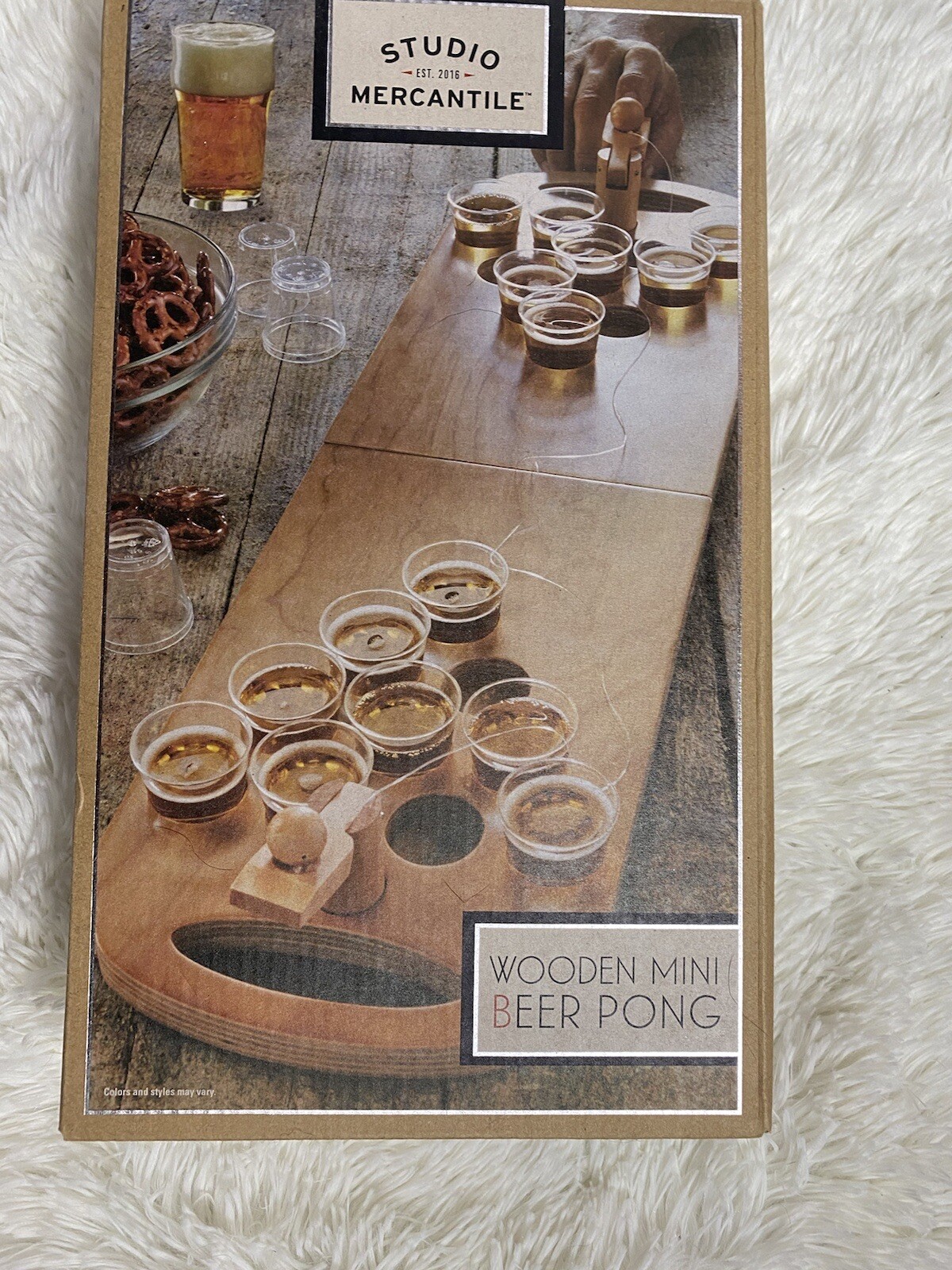 STUDIO MERCANTILE WOODEN PONG GAME Mini Beer Pong PARTY SET