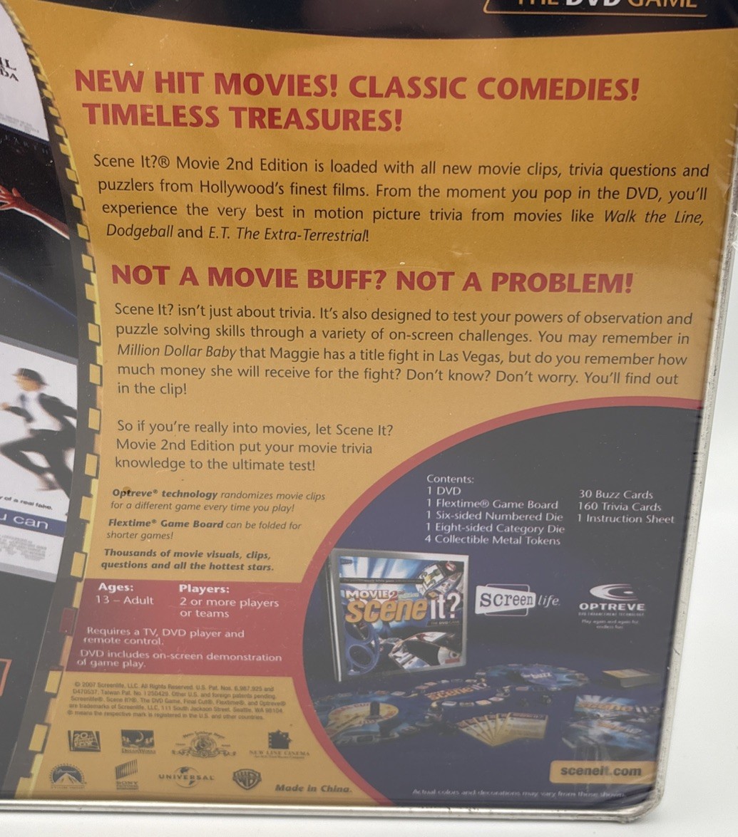 Scene It? Movie 2nd Edition Deluxe DVD Trivia Board Game 2007 Metal Tin Box New