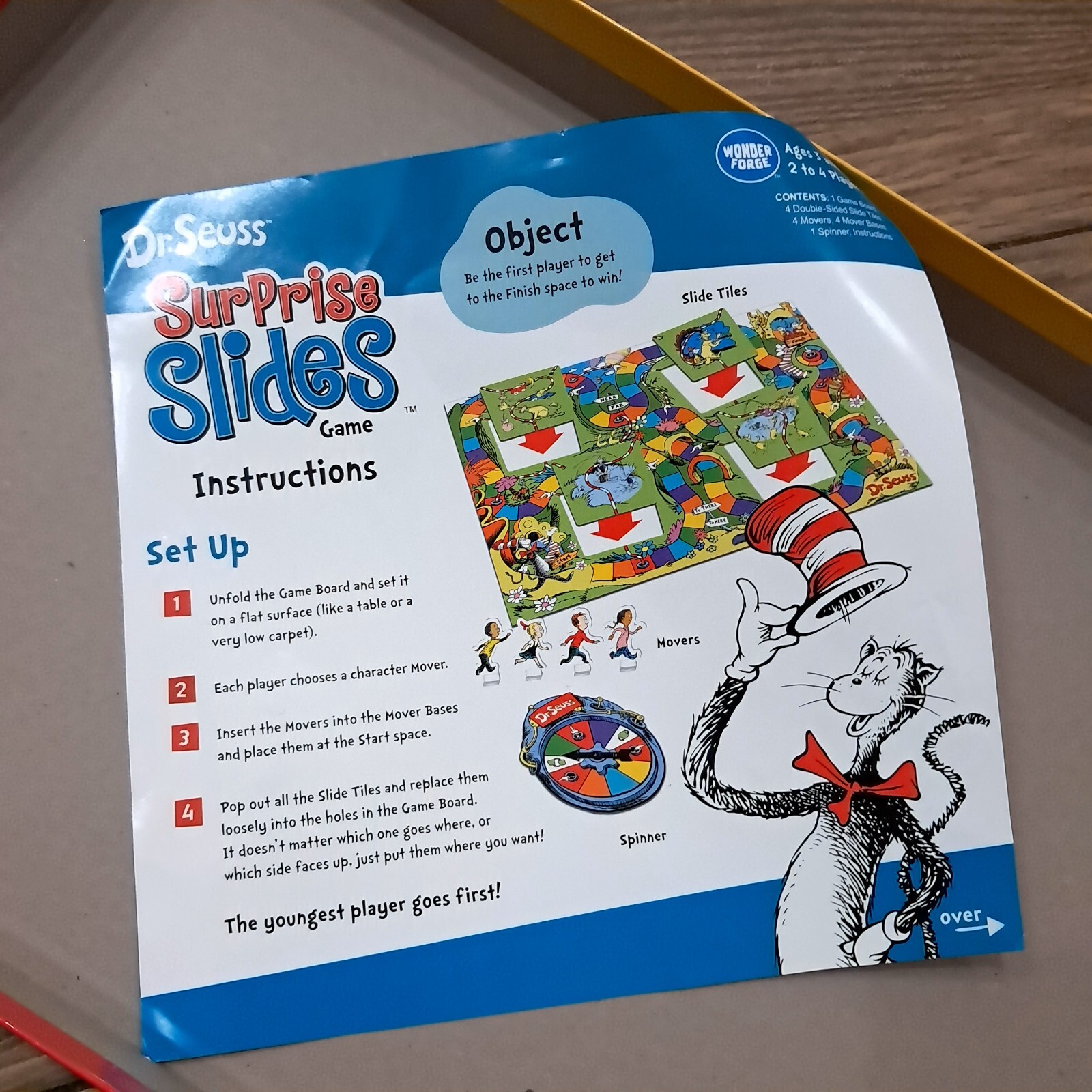 Dr. Seuss Surprise Slides Board Game Preschool kids Cat in the Hat Wonder Forge
