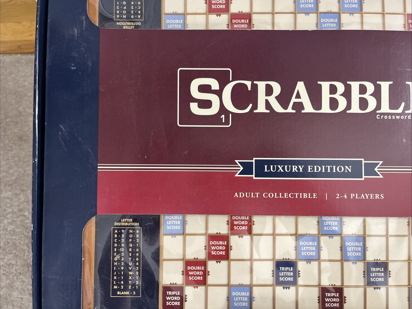 New Scrabble Luxury Edition with Wood Cabinet and Rotating Turntable Game Board